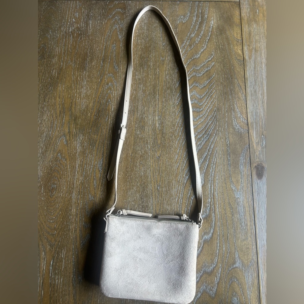 Faux suede crossbody bag with pockets